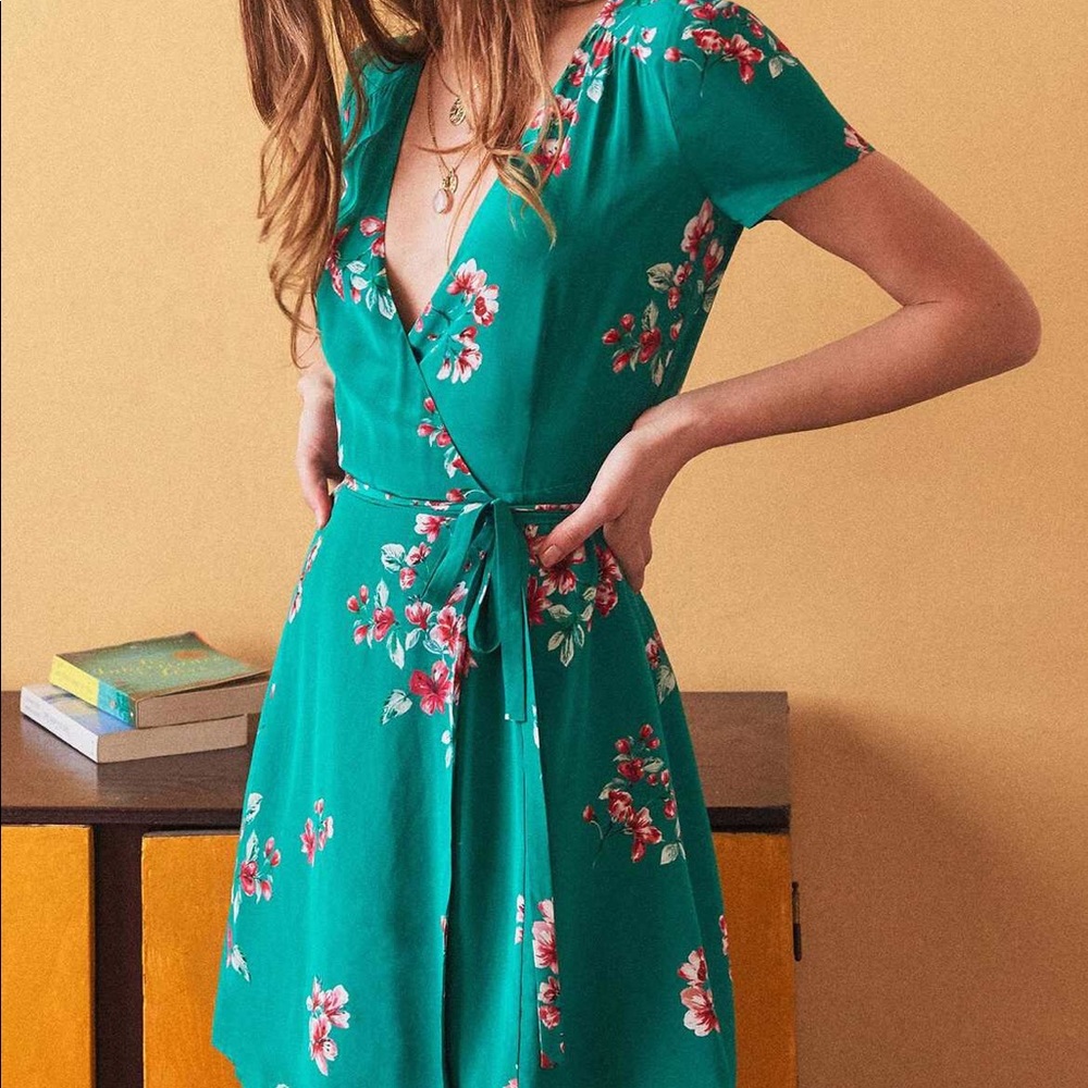 NWT Sezane Anastasia Wrap Floral Dress 36 4 S